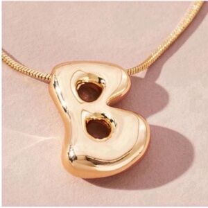 New! Gold Bubble Monogram Initial Necklace NWOT